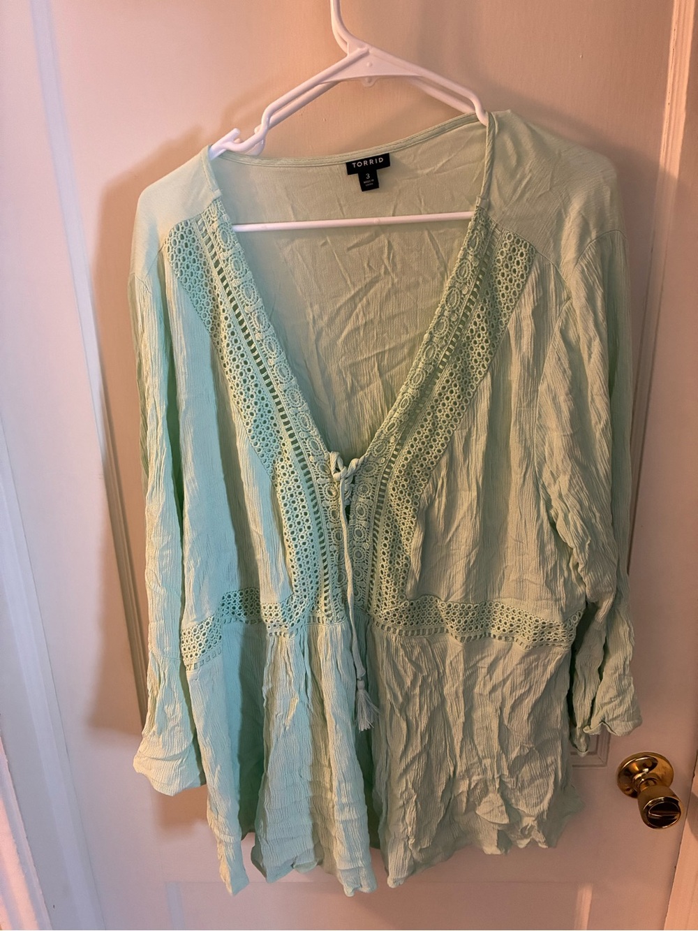 torrid Mint Crochet-Trim Peasant Blouse